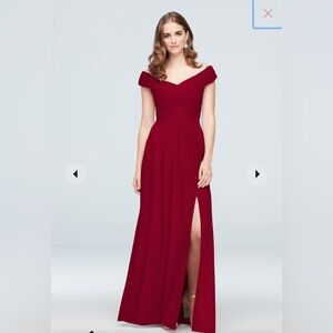 David's Bridal Apple Red Bridesmaid Dress
